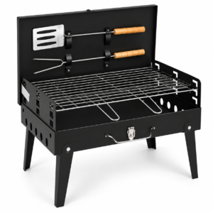 Asador Portátil de Carbón Tipo Maletín con Parrilla